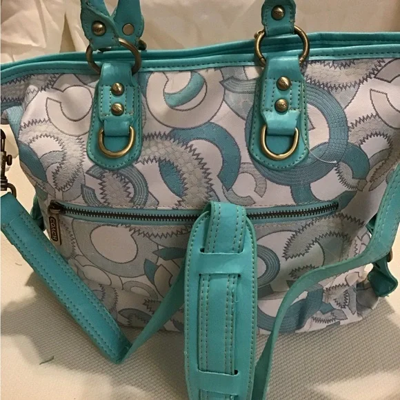 Coach Blue and White Satchel - Picture 5 of 6